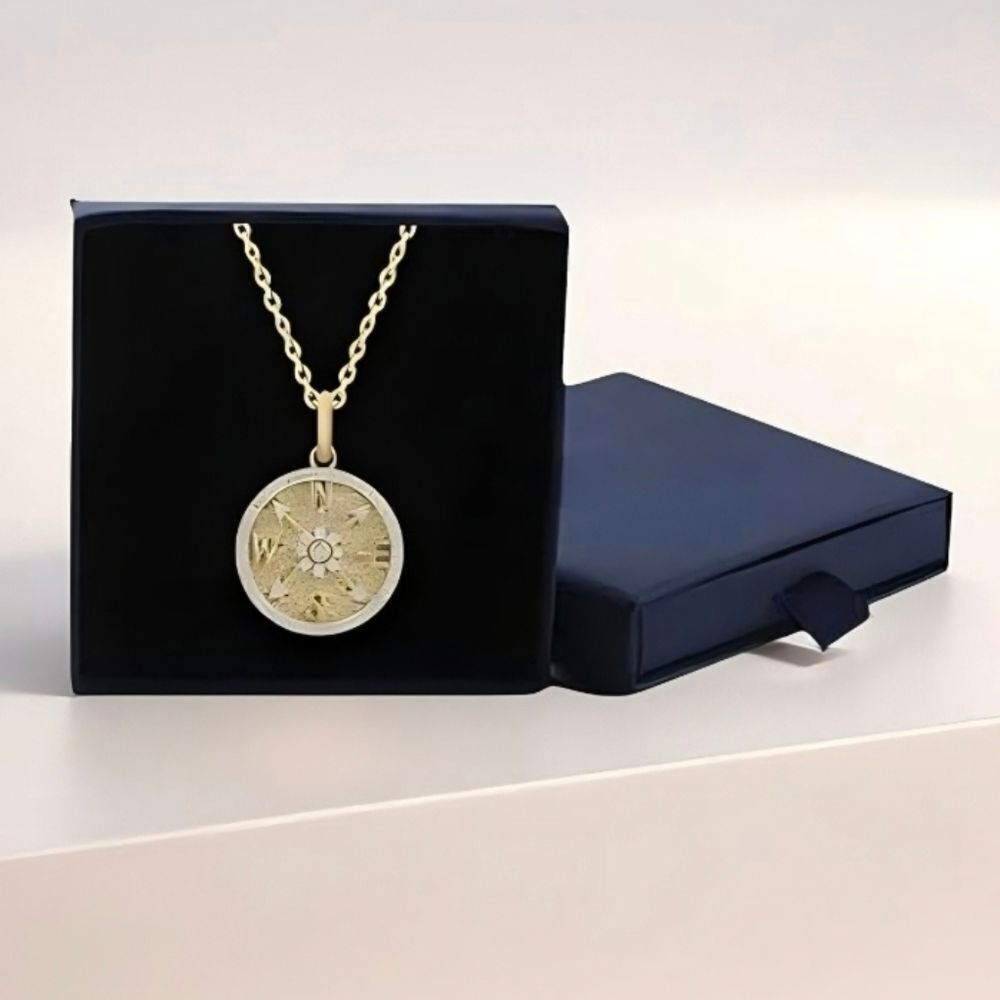 🔥⏭️NIB 14k Gold Plated Compass Pendant Necklace